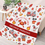 Couverture douce personnalisée avec nom pour la lutte contre les incendies Cadeau d'anniversaire pour enfants Cadeau de douche pour enfants