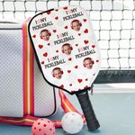 Personalised I Love Funny Face Photo Pickleball Paddle Cover with Title and Hook Birthday Gift for Pickleball Players