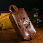 Personalizado de dibujos animados de moda caballero impermeable de cuero neceser con nombre y asa de viaje Accesorios de cumpleaños Día del Padre de regalo para el hombre papá