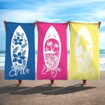 Personalised Muticolor Surfboard Sea Animal Design Name Quick Dry Oversized Beach Towel Summer Travel Essential Birthday Gift for Family Friends