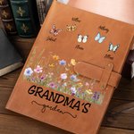 Personalizado 1-10 Mariposas A5 Cuaderno de bocetos Cubierta de cuero con bolsillo de almacenamiento Día de la Madre de regalo para las mujeres