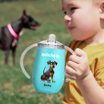 Personalized 1-4 Cute 3D Cartoon Pets 10 oz Insulated Name Sippy Cup with Lid and Handle Birthday Baby Shower Mother's Day Gift for New Mom Baby