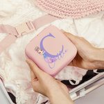 Personalizado de dibujos animados de fantasía princesa sirena inicial de la PU de cuero caja de joyería con el nombre de espejo de viaje accesorio de regalo para las hijas Besties niñas