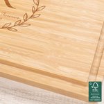 Personalized Engraved Wreath Name FSC Bamboo Charcuterie Cutting Board with Juice Groove Housewarming Wedding Gift for Family