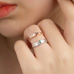 Personalized 1-8 Birthstones Ring with Engraved Name Dainty Jewelry Birthday Mother's Day Gift for Mom Grandma