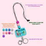 Personalized Cute Cartoon Teacher Adjustable Lanyard with Silicone Beads and Keychain for Id Badges and Keys Teacher's Day  Birthday Gift for Teachers