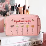 Personalisierte Geburt Blume Garten Leder Kosmetiktasche Tasche mit Geburt Blume und Name Portable Reise Essentials Geburtstag Muttertag Geschenk für sie