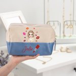 Sac de Maquillage de Grande Capacité Personnalisé avec Nom et Image de Femme Accessoire pour Utilisation Quotidien Voyage Cadeau pour Femme Fille