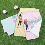 Personalized Ice Cream Dripping Baseball Mom Towel with Name and Number Portable Birthday Sport Accessories Gift for Baseball Sport Lovers