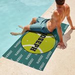 Personalised Basketball Volleyball Football Quick Dry Oversized Microfiber Beach Towel with Name and Number Travel Essential Holiday Gift for Kids