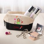 Sac de Maquillage de Grande Capacité Personnalisé avec Nom et Image de Femme Accessoire pour Utilisation Quotidien Voyage Cadeau pour Femme Fille