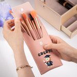 Personalizado lindo oso de graduación 3D nombre de la burbuja bolsa de pinceles de maquillaje Set con 8 piezas de pinceles de maquillaje de regalo para los graduados amantes de la belleza