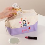Sac de Maquillage de Grande Capacité Personnalisé avec Nom et Image de Femme Accessoire pour Utilisation Quotidien Voyage Cadeau pour Femme Fille