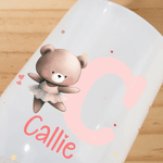 Personalized Initial Cute Ballet Bear Sheep Animal 10 oz Insulated Name Sippy Cup with Lid and Handle Birthday Baby Shower Gift for Toddler Kids
