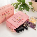 Personalisierte Geburt Blume Garten Leder Kosmetiktasche Tasche mit Geburt Blume und Name Portable Reise Essentials Geburtstag Muttertag Geschenk für sie