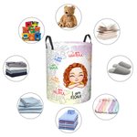 Personalized I Am Strong Motivation Cartoon Boy Girl Laundry Storage Basket with Name Birthday Housewarming Gift for Boys Girls