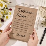 Personalised Difference Maker Definition A5 Leather Journal Notebook with 100 Lined Pages and Name Birthday Office Gift for Writers Colleagues Friends