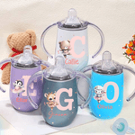 Personalized Initial Cute Ballet Bear Sheep Animal 10 oz Insulated Name Sippy Cup with Lid and Handle Birthday Baby Shower Gift for Toddler Kids