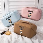 Personalizado lindo oso de la graduación de cuero de PU de apertura amplia bolsa de maquillaje con el nombre de la burbuja 3D de viaje accesorio de cumpleaños regalo de graduación para los amigos de l