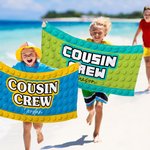 Gepersonaliseerde Pixel stijl Cousin Crew sneldrogende oversized strandhanddoek met naam Summer Travel Essential Beach Party Gift voor familie kinderen