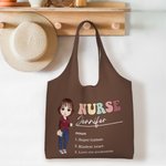 Personalisierte langlebige Krankenschwester Arzt Cartoon Charakter große Tragetasche mit Namen Anerkennung Geschenk für medizinisches Personal