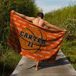 Personalised Basketball Volleyball Football Quick Dry Oversized Microfiber Beach Towel with Name and Number Travel Essential Holiday Gift for Kids