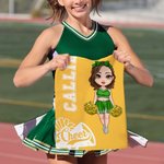 Personalised Cartoon Cheerleading Girl Soft Quick Dry Waffle Towel with Name and Hanging Clip Sports Accessories Birthday Gift for Cheerleader Women