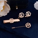 Personalised Initials Name Cufflinks Tie Clip Brooch Pin Father's Day Wedding Anniversary Birthday Gift for Father Men Groomsmen