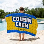 Gepersonaliseerde Pixel stijl Cousin Crew sneldrogende oversized strandhanddoek met naam Summer Travel Essential Beach Party Gift voor familie kinderen