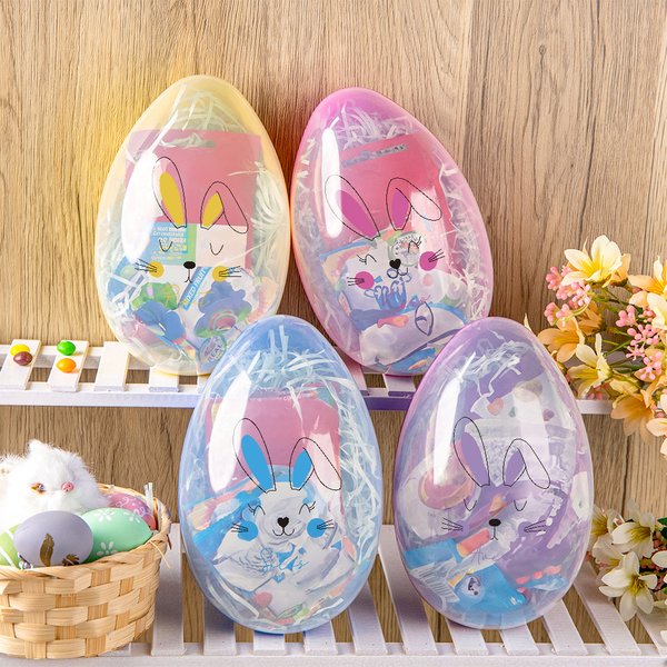 Personalized Cute Bunny Expression Fillable Jumbo Easter Egg with Name Holiday Basket Stuffers Easter Birthday Party Favors Gift for Kids