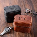 Personalized Engraved Monogram Initial Name Leather Storage Box Portable Travel Accessories Birthday Father's Day Gift for Father Husband