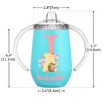 Personalized Floral Classic Winnie the Pooh Initial 10 oz Insulated Baby Sippy Cup with Lid Handle Birthday Back to School Gift for Kid Toddler