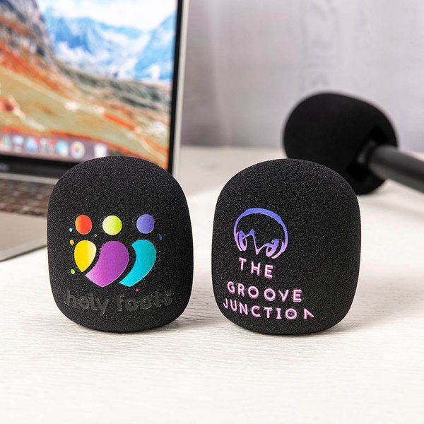 Personalized Microphone Foam Cover with Photo Logo Set of 2 Birthday Gift for Creators Hosts