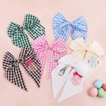 Personalized Cotton Easter Eggs Peter Rabbit Plaid Easter Basket Bow with Embroidered Monogram Easter Gift for Kids