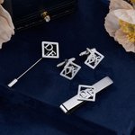 Personalised Initials Name Cufflinks Tie Clip Brooch Pin Father's Day Wedding Anniversary Birthday Gift for Father Men Groomsmen