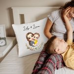 Funda de cojín personalizada para mamá y niño con flor de nacimiento y nombre Regalo de cumpleaños para el Día de la Madre para la abuela mamá