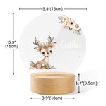 Gepersonaliseerd Bloemetjesfiguur Beer Konijn Dier LED Nachtlampje met Naam en Houten Voetstuk Kinderkamer Decoratie Baby Shower Verjaardagscadeau voor Baby Kind