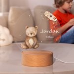 Gepersonaliseerd Bloemetjesfiguur Beer Konijn Dier LED Nachtlampje met Naam en Houten Voetstuk Kinderkamer Decoratie Baby Shower Verjaardagscadeau voor Baby Kind