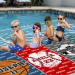 Personalised Basketball Volleyball Football Quick Dry Oversized Microfiber Beach Towel with Name and Number Travel Essential Holiday Gift for Kids