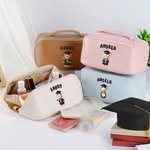 Personalizado lindo oso de la graduación de cuero de PU de apertura amplia bolsa de maquillaje con el nombre de la burbuja 3D de viaje accesorio de cumpleaños regalo de graduación para los amigos de l