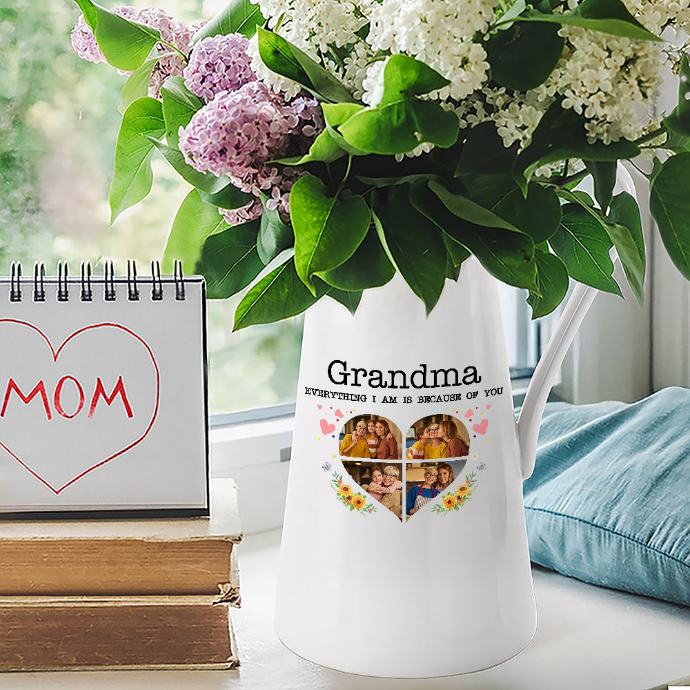Vase à fleurs en céramique personnalisé avec titre et texte Anniversaire Fête des mères Pendaison de crémaillère Cadeau pour Maman Grand-mère Famille