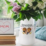 Florero de Cerámica Personalizado Corazón Floral 4 Fotos con Título y Texto Cumpleaños Día de la Madre Regalo de Bienvenida para Mamá Abuela Familia