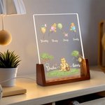 Personalized Cute Classic Winnie the Pooh Honey Balloon LED Night Light with 1-8 Names and Wood Base Home Desk Decor Mother's Day Gift for Mom Grandma