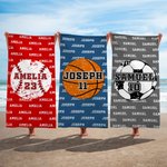Personalised Basketball Volleyball Football Quick Dry Oversized Microfiber Beach Towel with Name and Number Travel Essential Holiday Gift for Kids