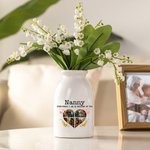Florero de Cerámica Personalizado Corazón Floral 4 Fotos con Título y Texto Cumpleaños Día de la Madre Regalo de Bienvenida para Mamá Abuela Familia