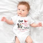 Personalisierte unsere erste Muttertag zusammen niedliche Tier 100% Baumwolle Baby Bodysuit Erwachsene T-Shirt mit Namen Geburtstag Geschenk für Baby neugeborenen Mama