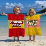 Gepersonaliseerd geportretteerd neefje Crew Hooded Strandlaken met naam Zomervakantie Reizen Strandfeest Accessoire Verjaardagscadeau voor kinderen
