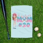 Personalized Ice Cream Dripping Baseball Mom Towel with Name and Number Portable Birthday Sport Accessories Gift for Baseball Sport Lovers