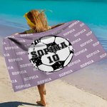 Personalised Basketball Volleyball Football Quick Dry Oversized Microfiber Beach Towel with Name and Number Travel Essential Holiday Gift for Kids