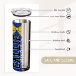 Personalised Faux Glitter Cartoon Cheerleading Girl Food-grade 20 oz Skinny Tumbler with Name Sports Team Birthday Gift for Cheerleader